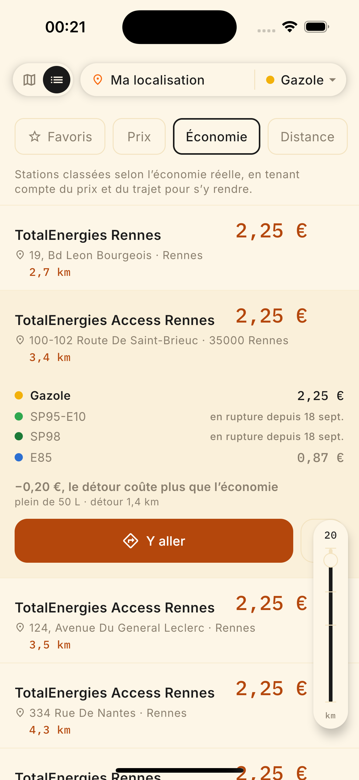 Une station dépliée : ses carburants, ses ruptures et son économie nette
